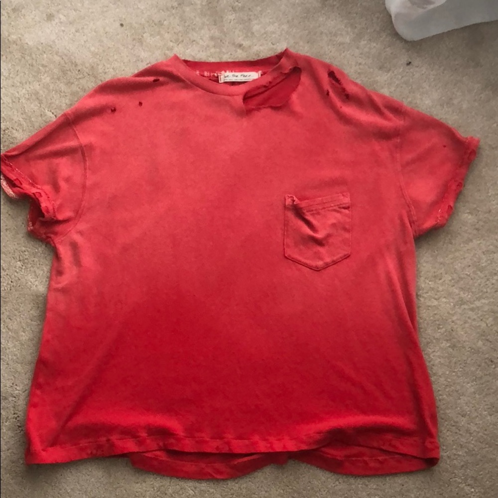 red free people lucky tee